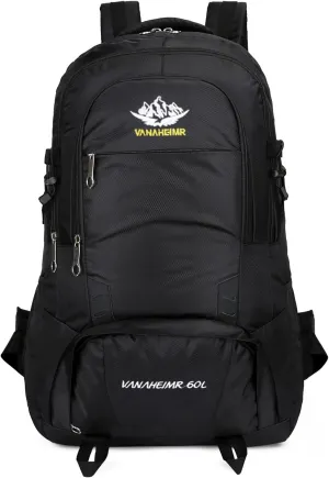 PORRASSO Hiking Backpack 60L Trekking Rucksack Waterproof Daypack Durable Backpack for Women Men Camping Climbing Travel Outdoor Sports Black