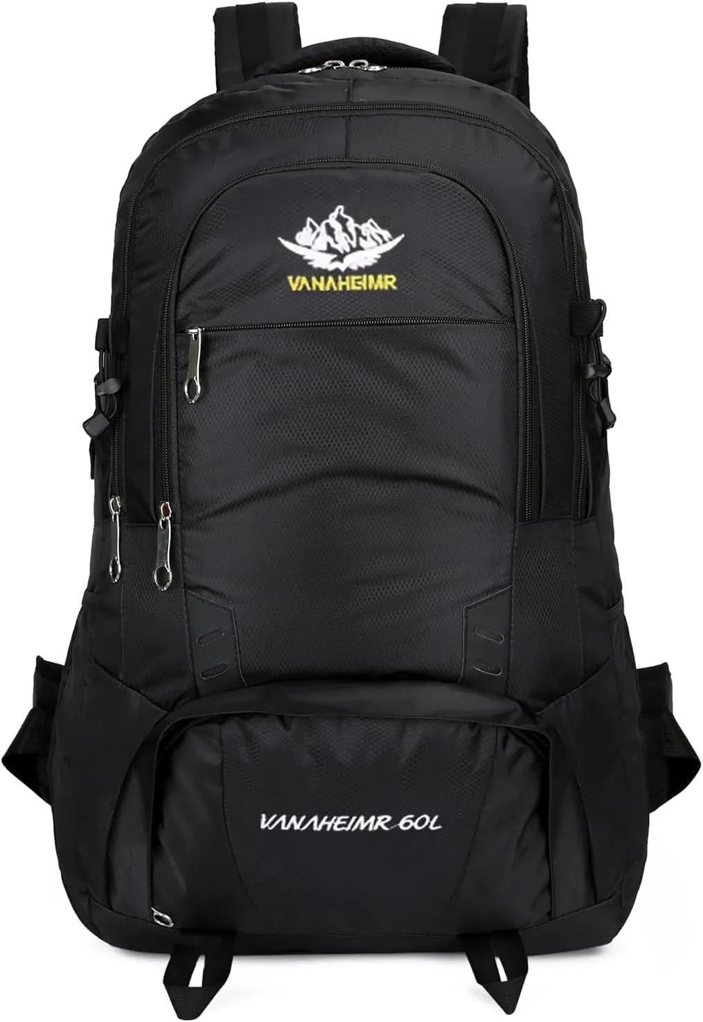 PORRASSO Hiking Backpack 60L Trekking Rucksack Waterproof Daypack Durable Backpack for Women Men Camping Climbing Travel Outdoor Sports Black