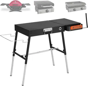Portable Outdoor Grill Stand, Adjustable Height Folding Table Made to fit 17” or 22” Blackstone Griddle, 35"W x 17"D Kitchen Cooking Prep BBQ Stand, Pizza Oven Stand for Ninia Grill（Black）