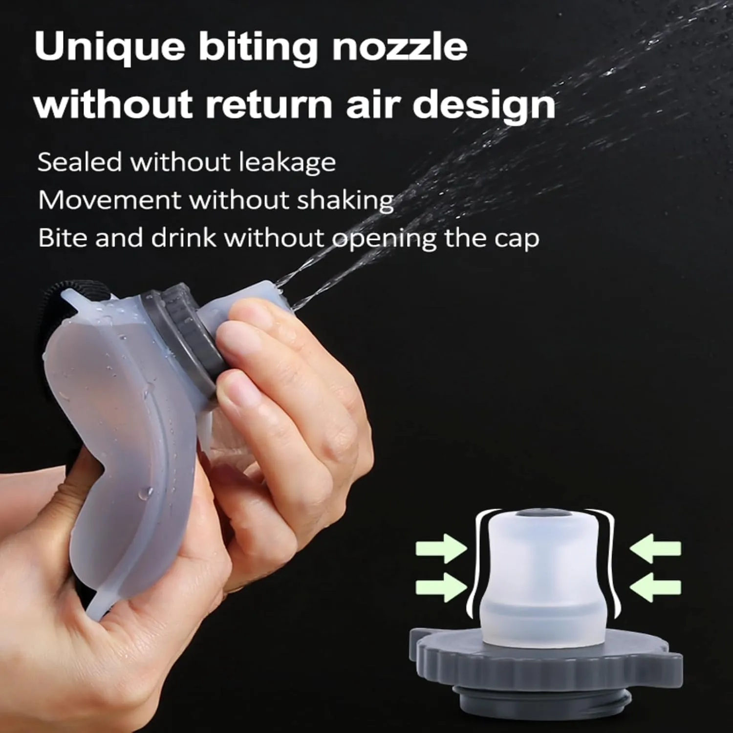 Portable Running Wrist Water Bottle, Adjustable Wrist Sports Water Bottles, Reusable Leak Proof 7 Oz Silicone Sports Water Jug for Travel Camping Rock Climbing Jogging Hiking Marathon Cycling (White)