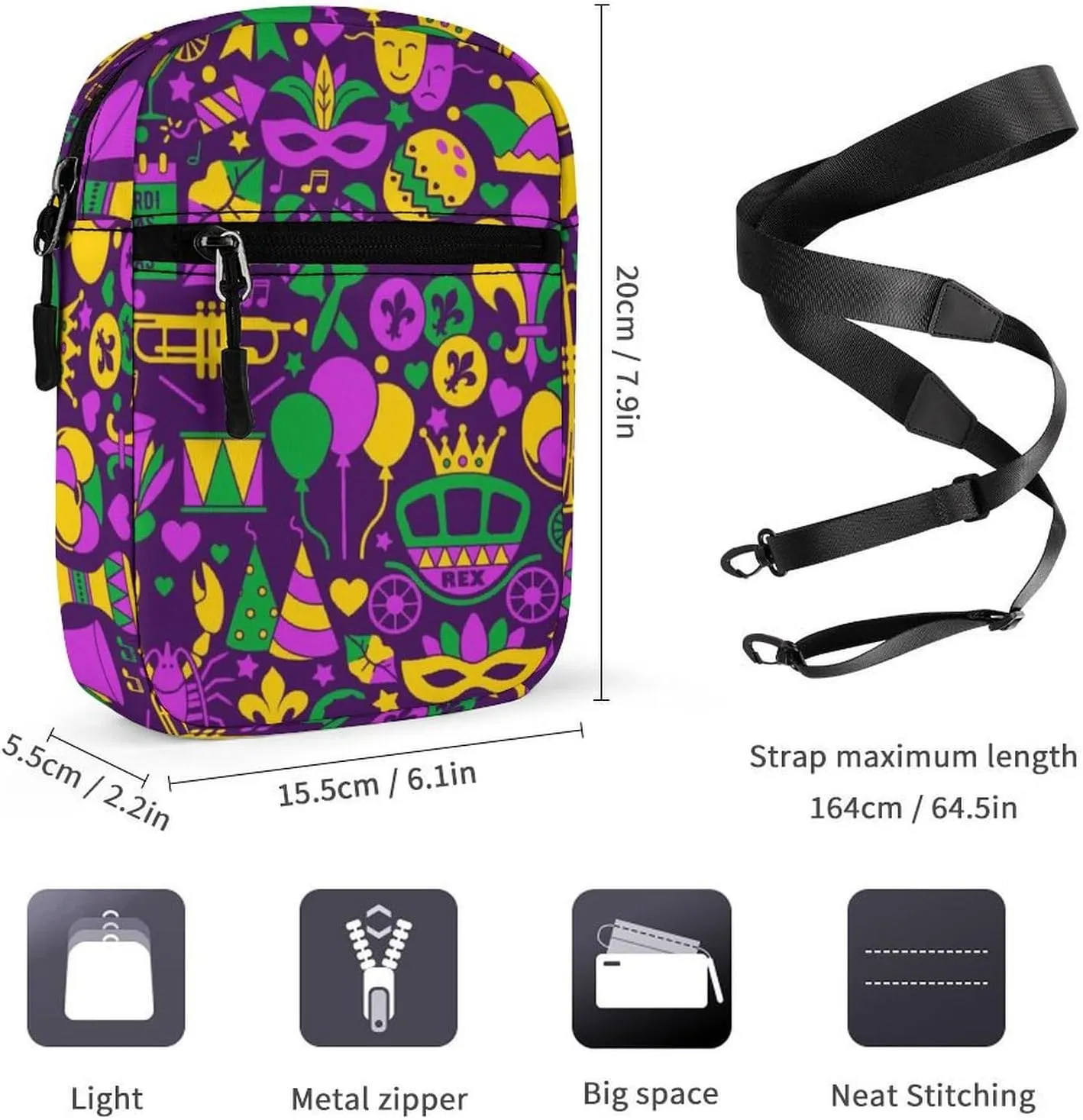 Portable Small Crossbody Bag for Women Men, Casual Mini Cell-phone Pouch Travel Shoulder Bag