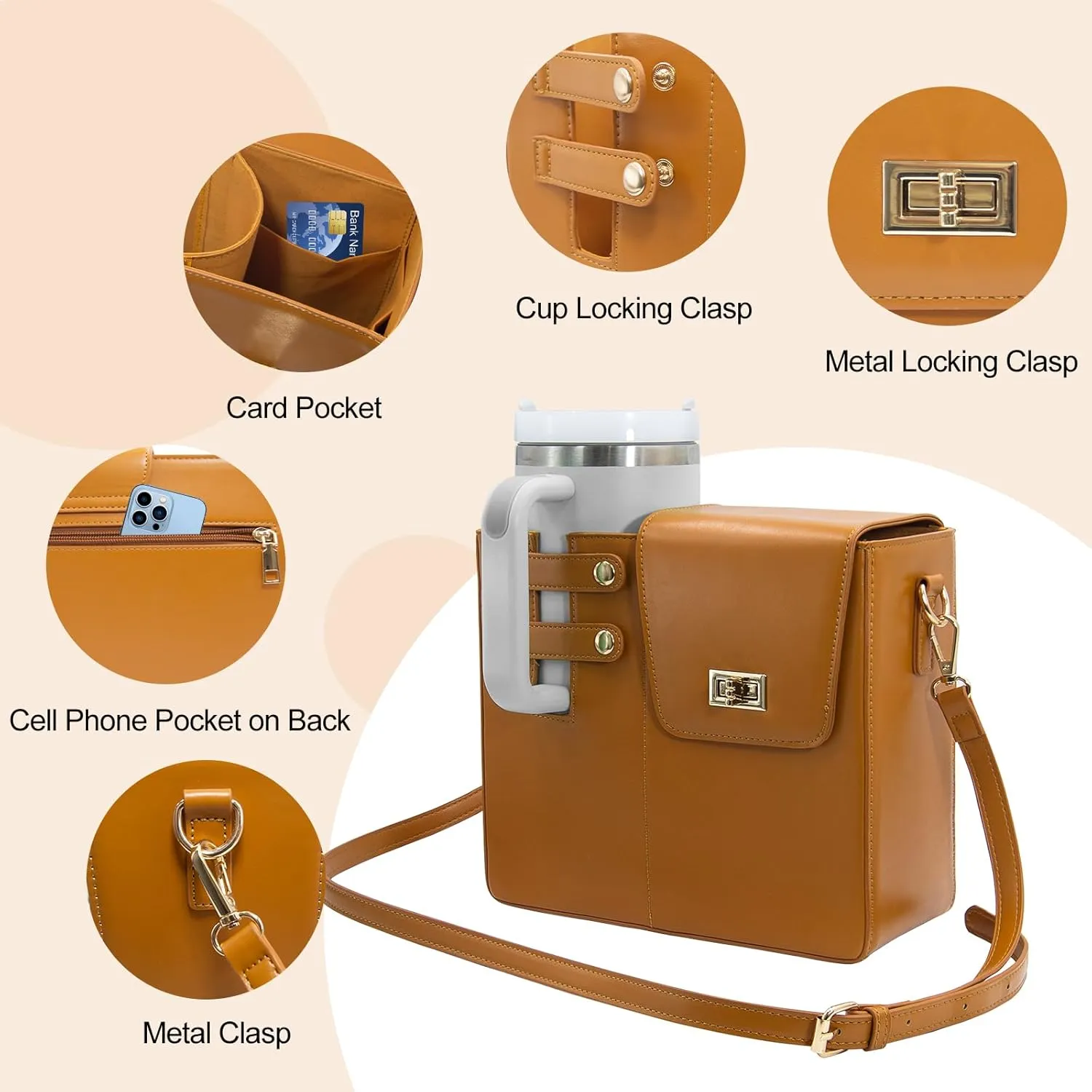Portable Water Bottle Purse for Stanley Cup,Outdoor Crossbody Bag Compatible with Stanley Cup Bag, Sport Water Bottle Handbag