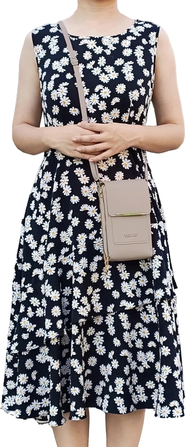 PORT&LOTUS Small Cell Cross Body Purses for Women Mini Shoulder Handbags Zipper Crossbody Bags