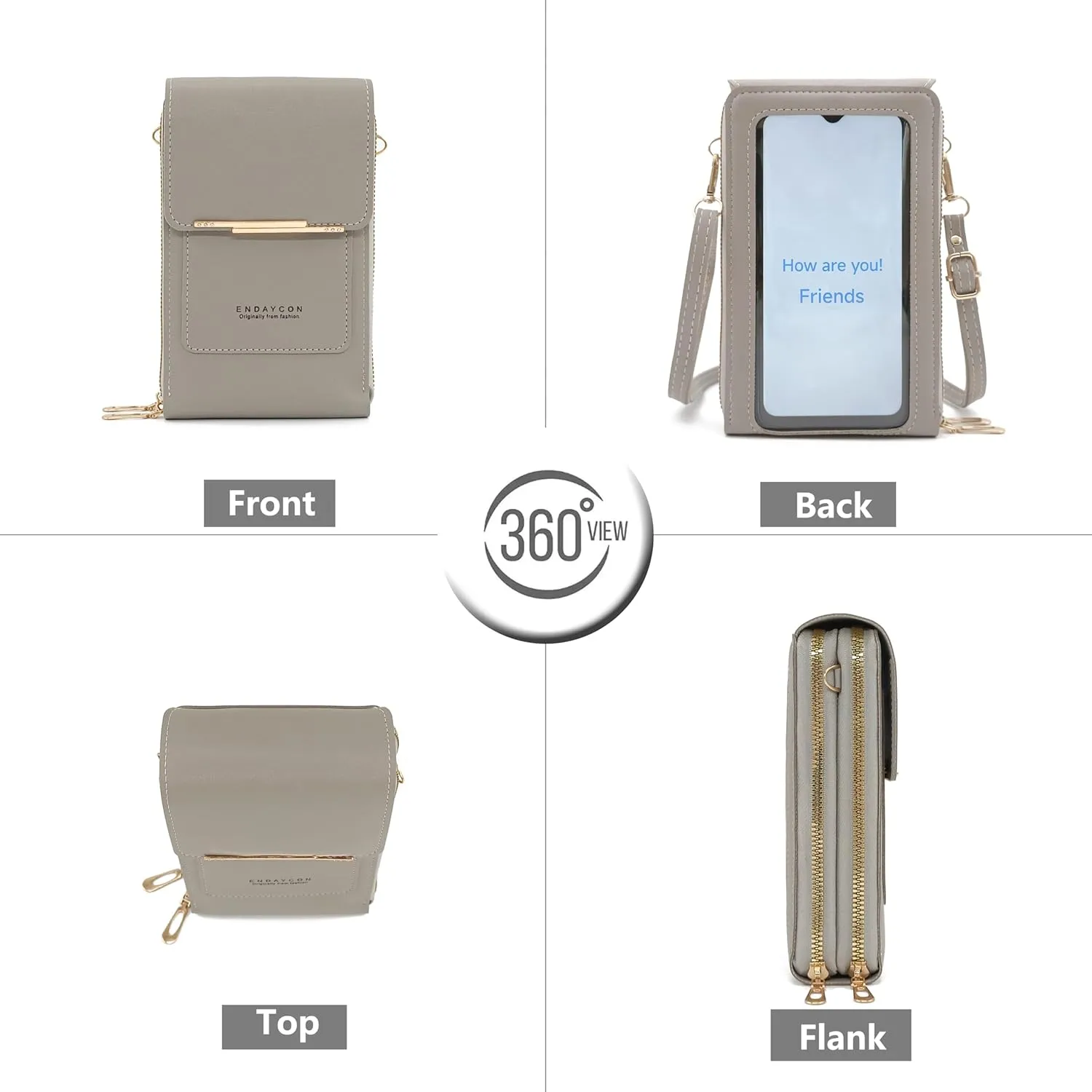 PORT&LOTUS Small Cell Cross Body Purses for Women Mini Shoulder Handbags Zipper Crossbody Bags