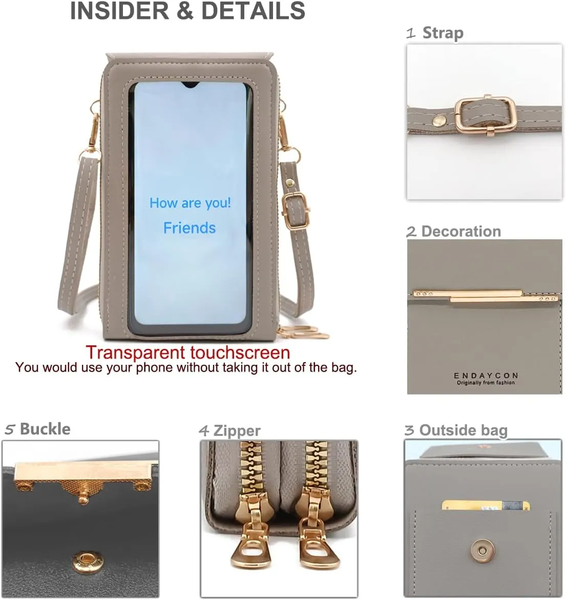 PORT&LOTUS Small Cell Cross Body Purses for Women Mini Shoulder Handbags Zipper Crossbody Bags