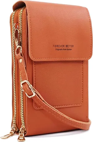 PORT&LOTUS Small Crossbody Handbags for Women Cell Phone Purse Wallet Ladies Women's Clutch PU Leather Shoulder Bags