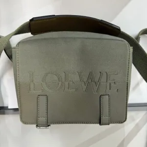 Preloved Loewe Canvas Leather Camera Crossbody UIQS in Olive Green Crossbody Bag