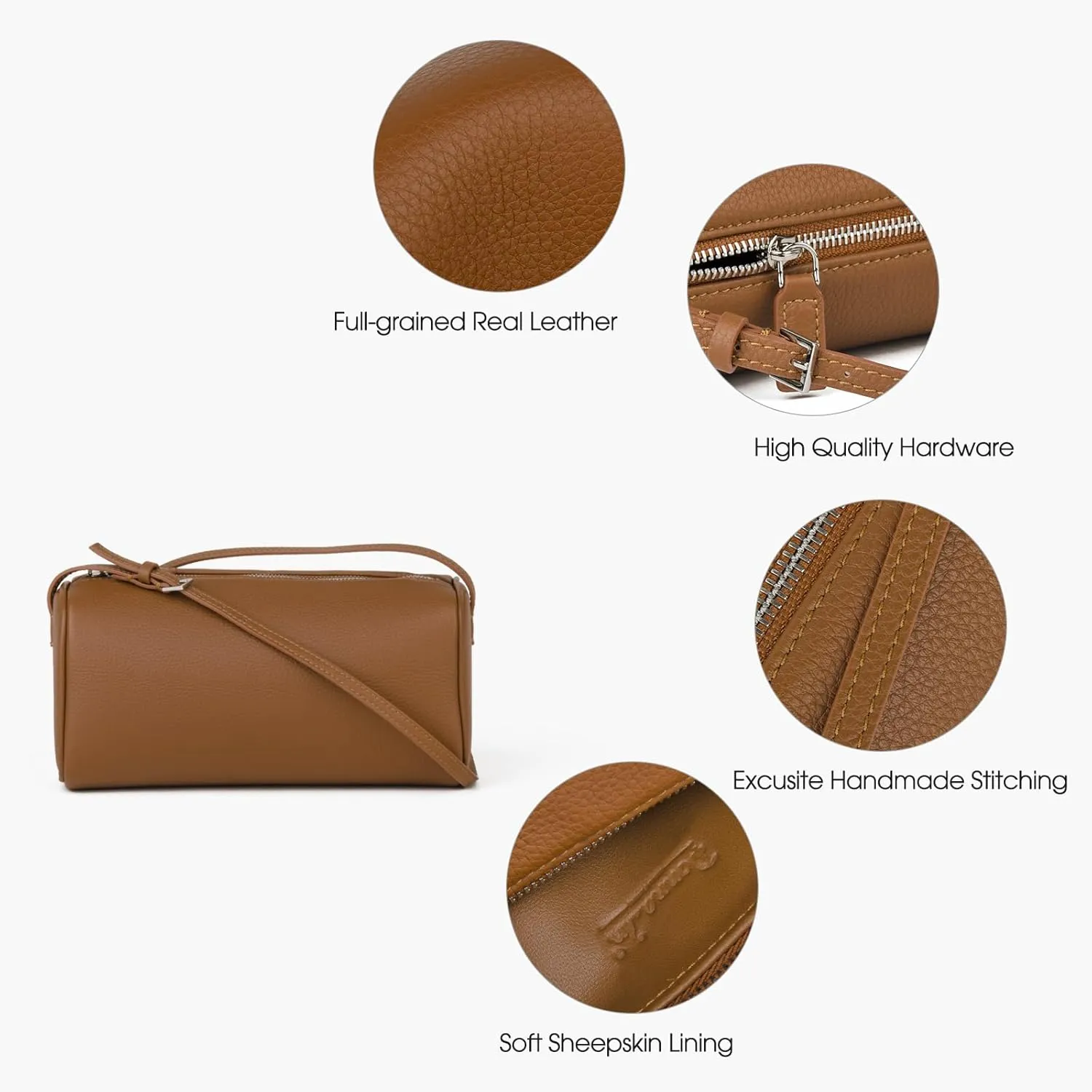 Premium Full-Grained Leather Crossbody Purses for Women, Hobo Bags for Women Crossbody with Adjustable Strap