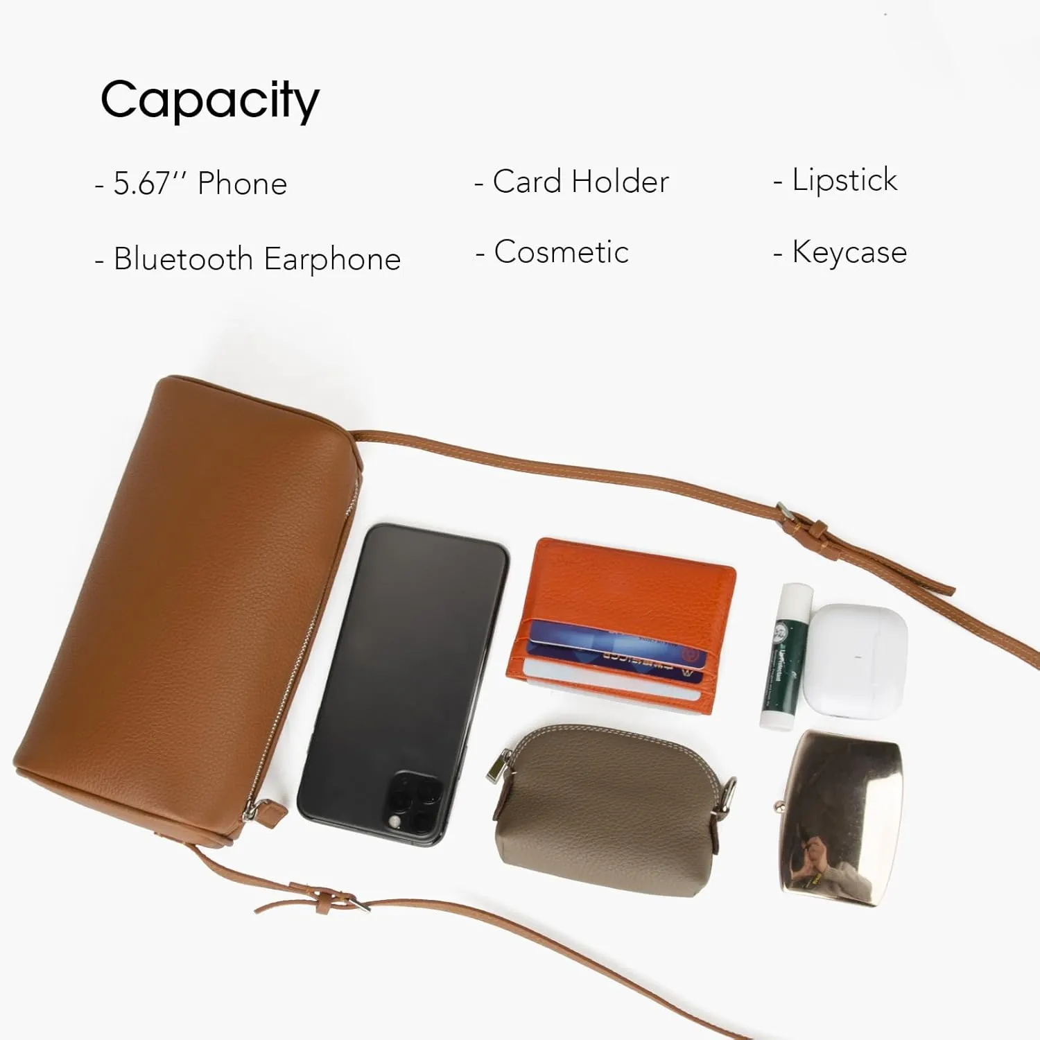 Premium Full-Grained Leather Crossbody Purses for Women, Hobo Bags for Women Crossbody with Adjustable Strap