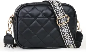 Prite Quilted Crossbody Bag for Women, Vegan Leather Handbag with Shoulder Strap, Small Purse with Card Slots