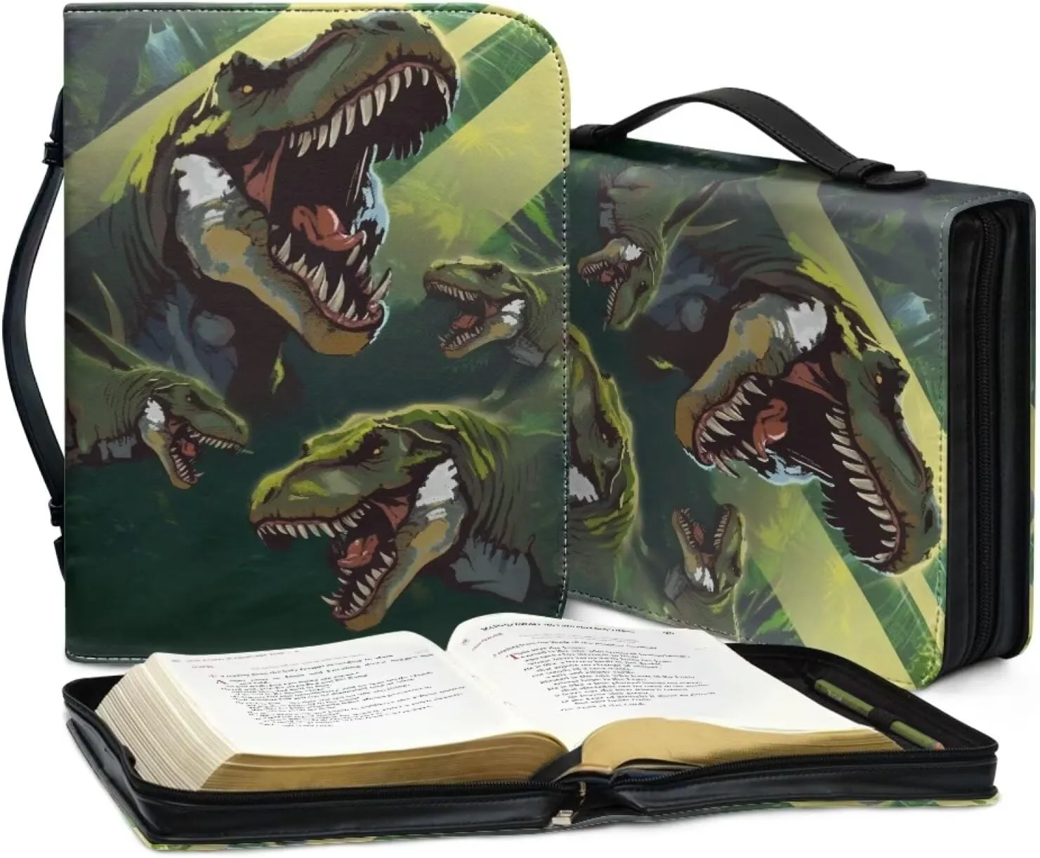 PU Leather Bible Case Carrier Crossbody Bag, Dinosaur Pattern, M