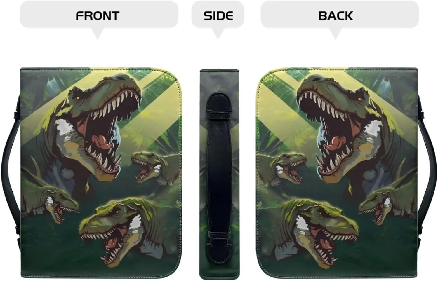 PU Leather Bible Case Carrier Crossbody Bag, Dinosaur Pattern, M