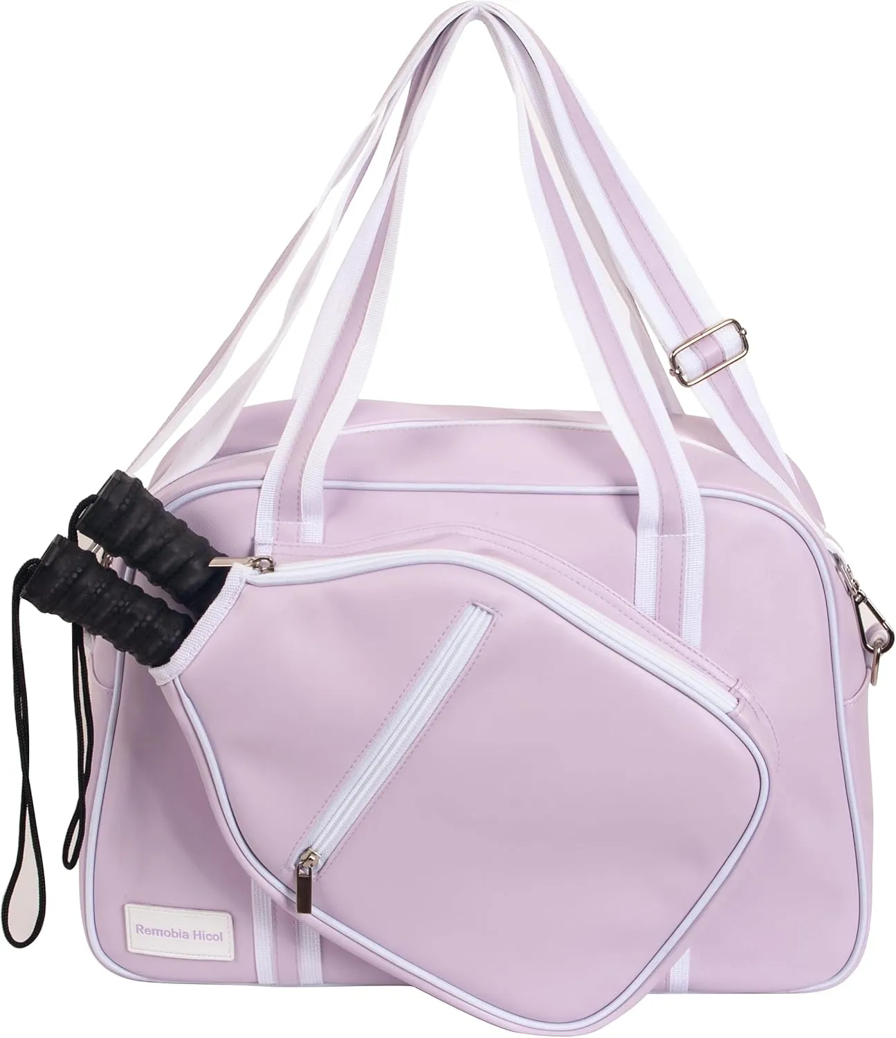 PU Leather Women Sports Shoulder Gym Bag Pickleball Duffle Bag Pickleball Tote Bag with Front Pocket for 2 Paddles, Inner Storage Pockets, Mesh Water Bottle Holder and Adjustable Shoulder Strap