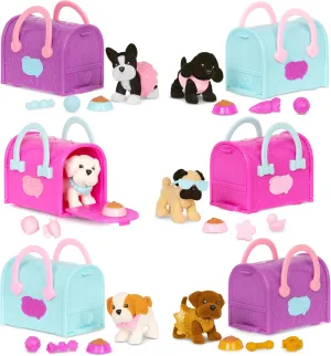 Pucci Pups - Collectible Puppy Set – 6 Toy Dogs Including Poodle – Carrier Purse – Food Bowls & Accessories – Toys for Kids 3 