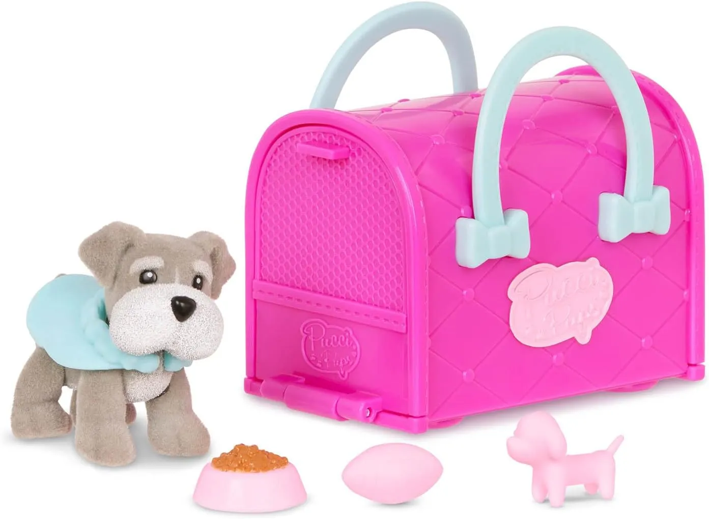 Pucci Pups - Collectible Puppy Set – 6 Toy Dogs Including Poodle – Carrier Purse – Food Bowls & Accessories – Toys for Kids 3 