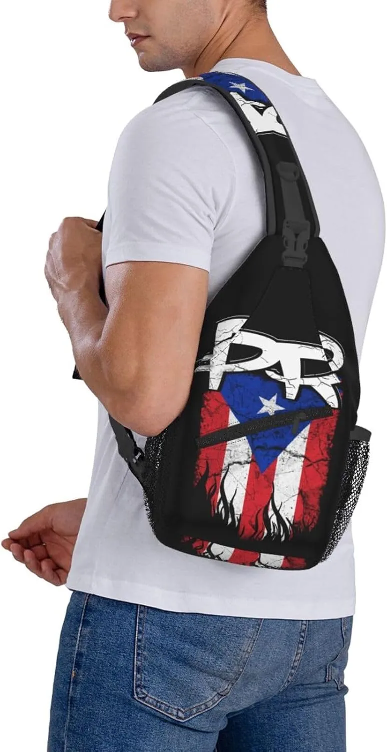 Puerto Rico Flag Sling Backpack for Women Men, Chest Bag Daypack Crossbody for Travel Sport Running Hiking
