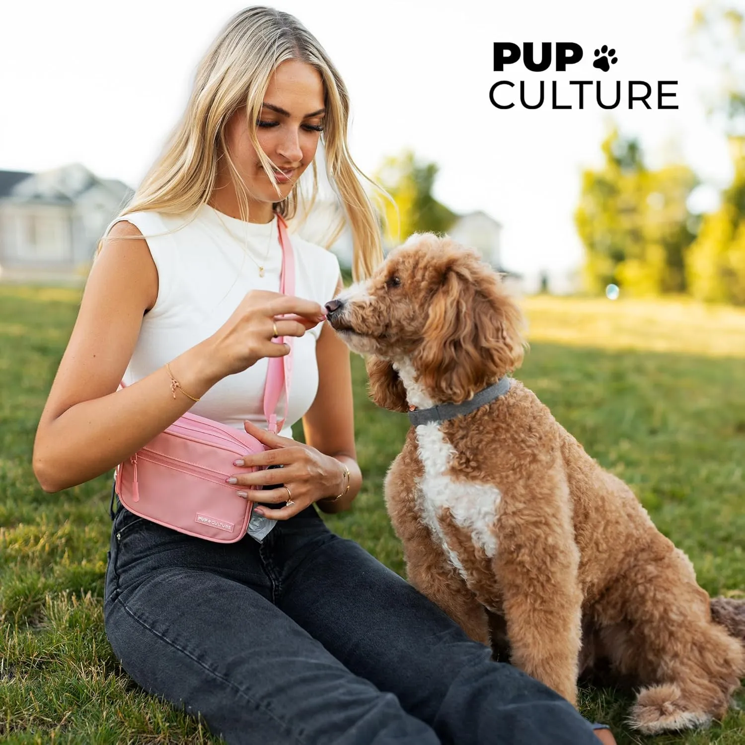 Pup Culture Cross Body Dog Training Treat Pouch | Removable for Anytime Puppy Training | Built-in Poop Bag Dispenser & Used Bag Holder | Stylish Green