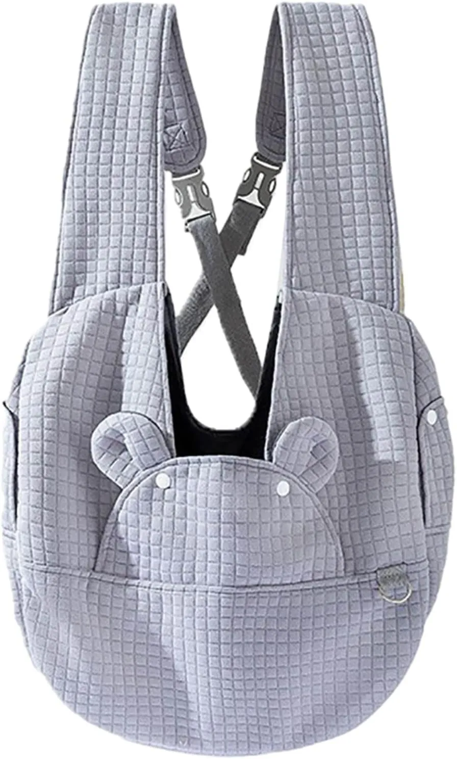 Puppy Chest Carrier，Simple Bear Shape Crossbody Chest Pet Carrier Backpack Portable Adjustable for Small Dogs Cats Outdoor Travel Comfort Breathable Puppy Cat Bag (Grey)