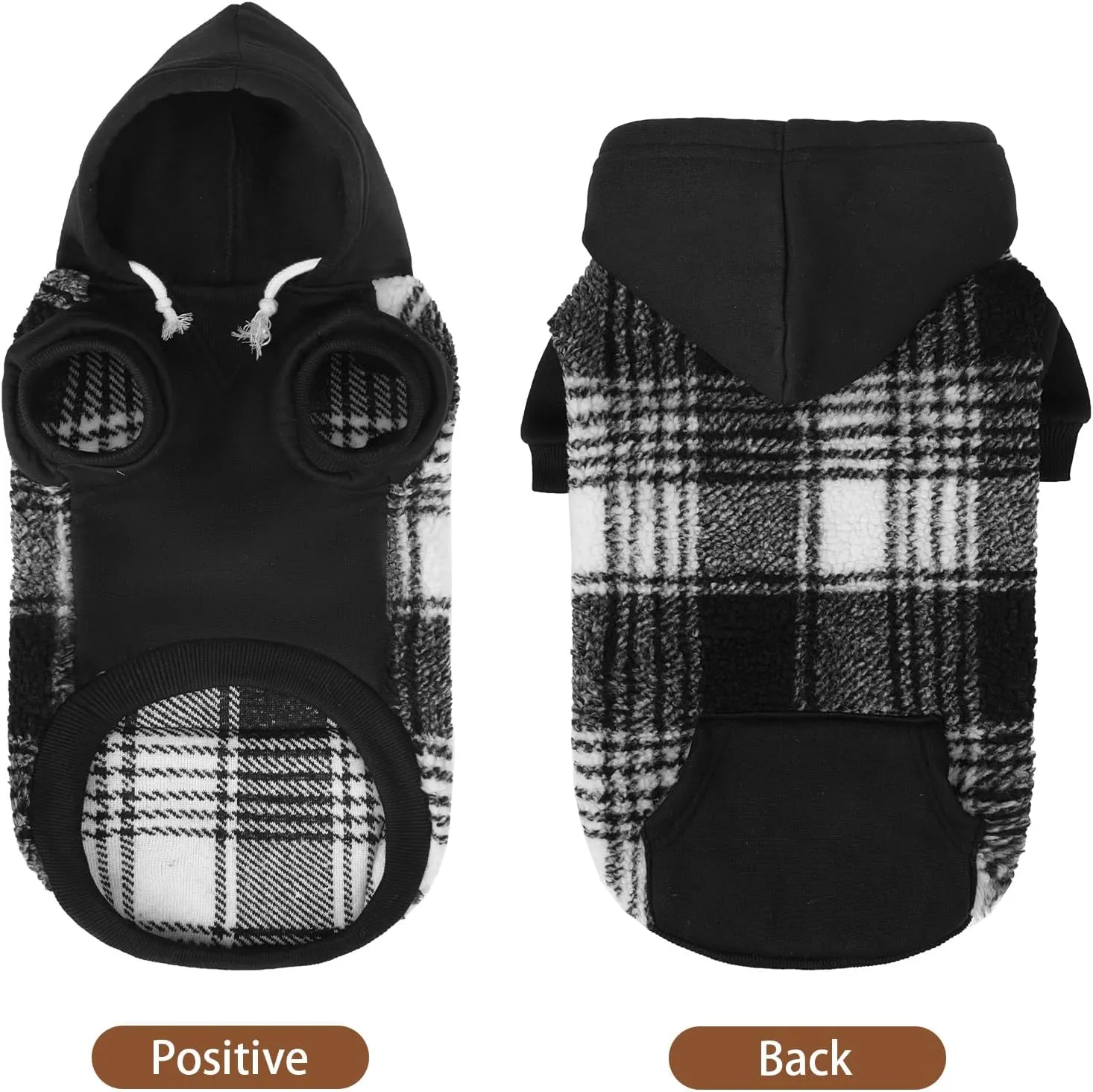 PUPTECK Dog Hoodie Puppy Sweatshirt Warm Dog Sweater Winter Clothes Cold Weather Coats for Small Medium Large Dogs, Black, M
