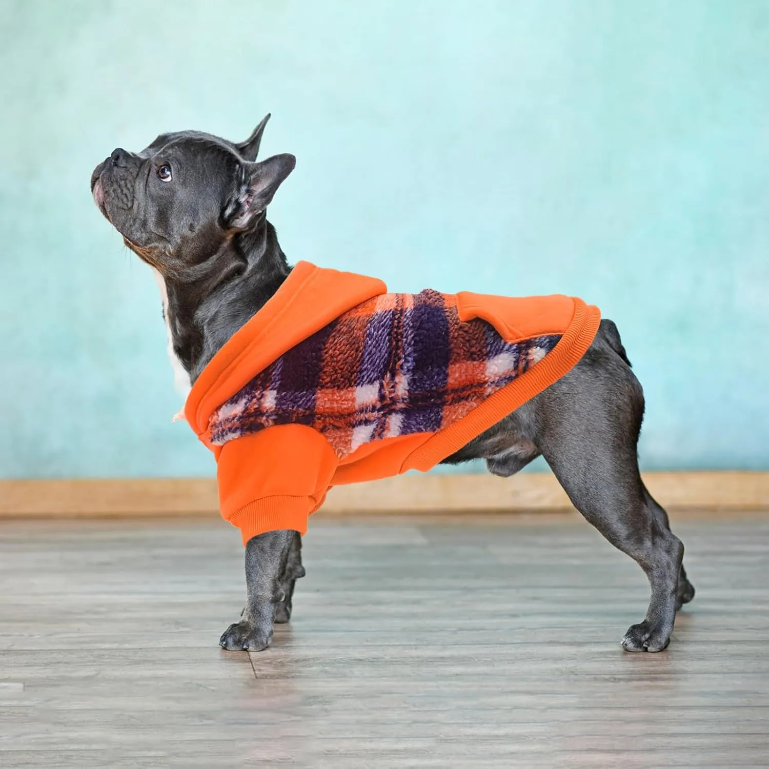 PUPTECK Dog Hoodie Puppy Sweatshirt Warm Dog Sweater Winter Clothes Cold Weather Coats for Small Medium Large Dogs, Orange, M