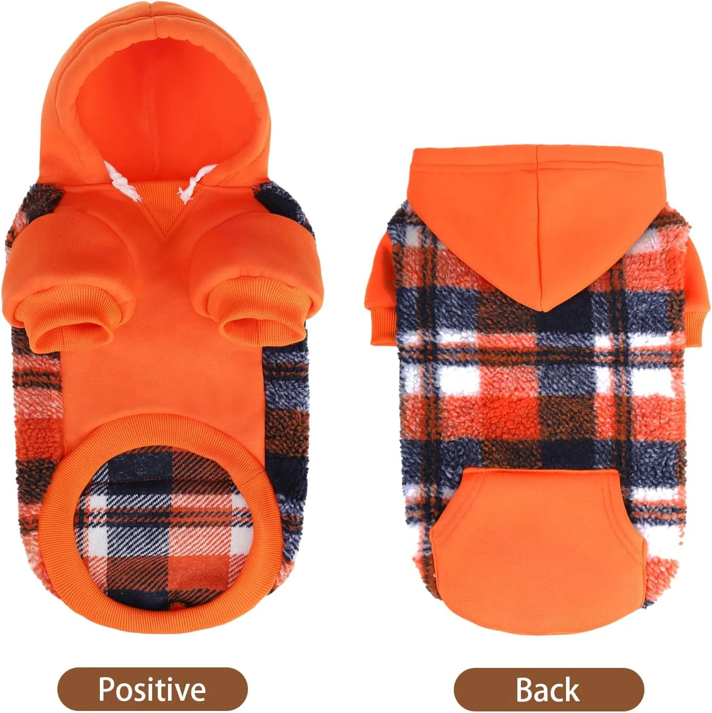 PUPTECK Dog Hoodie Puppy Sweatshirt Warm Dog Sweater Winter Clothes Cold Weather Coats for Small Medium Large Dogs, Orange, M