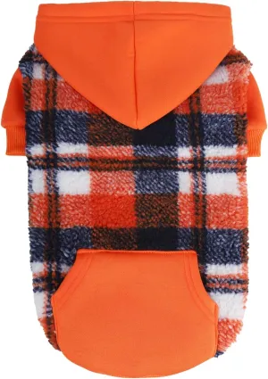 PUPTECK Dog Hoodie Puppy Sweatshirt Warm Dog Sweater Winter Clothes Cold Weather Coats for Small Medium Large Dogs, Orange, M