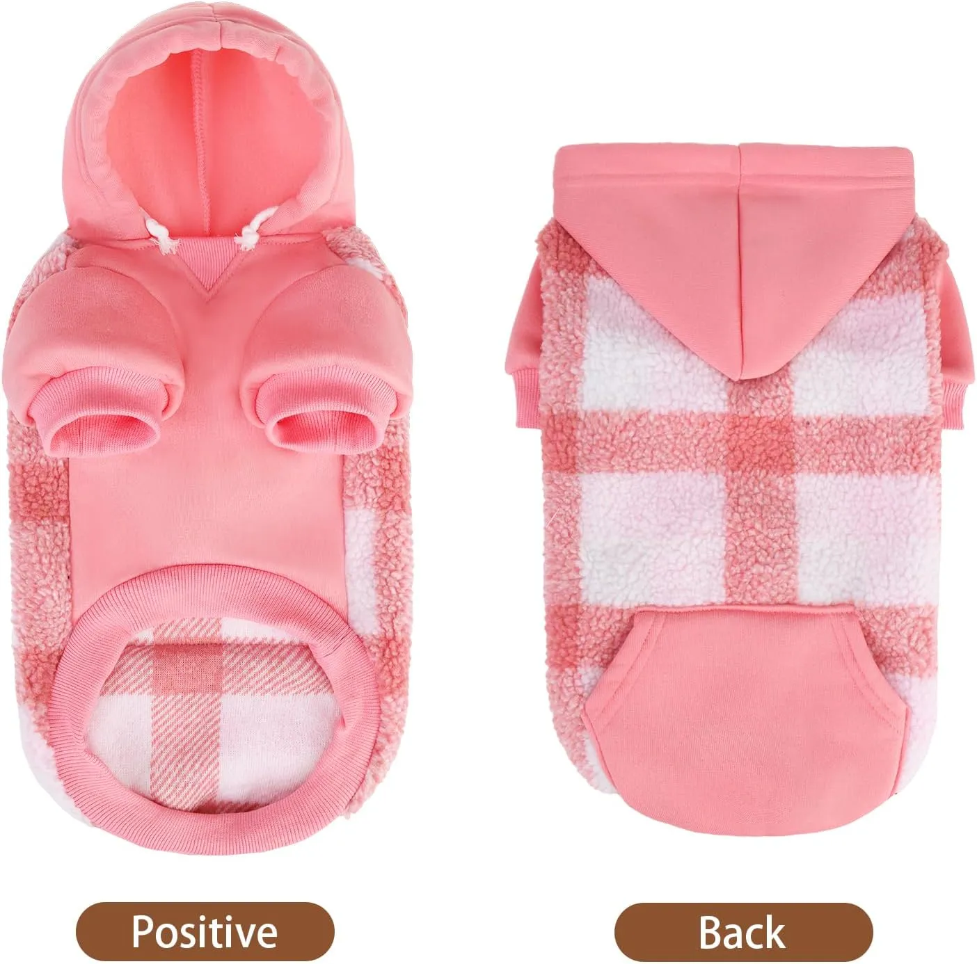 PUPTECK Dog Hoodie Puppy Sweatshirt Warm Dog Sweater Winter Clothes Cold Weather Coats for Small Medium Large Dogs, Pink, M