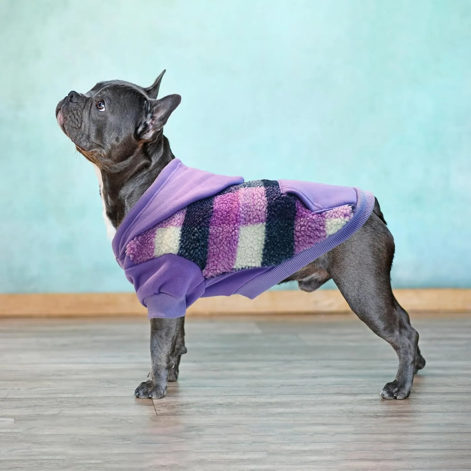 PUPTECK Dog Hoodie Puppy Sweatshirt Warm Dog Sweater Winter Clothes Cold Weather Coats for Small Medium Large Dogs, Purple, M