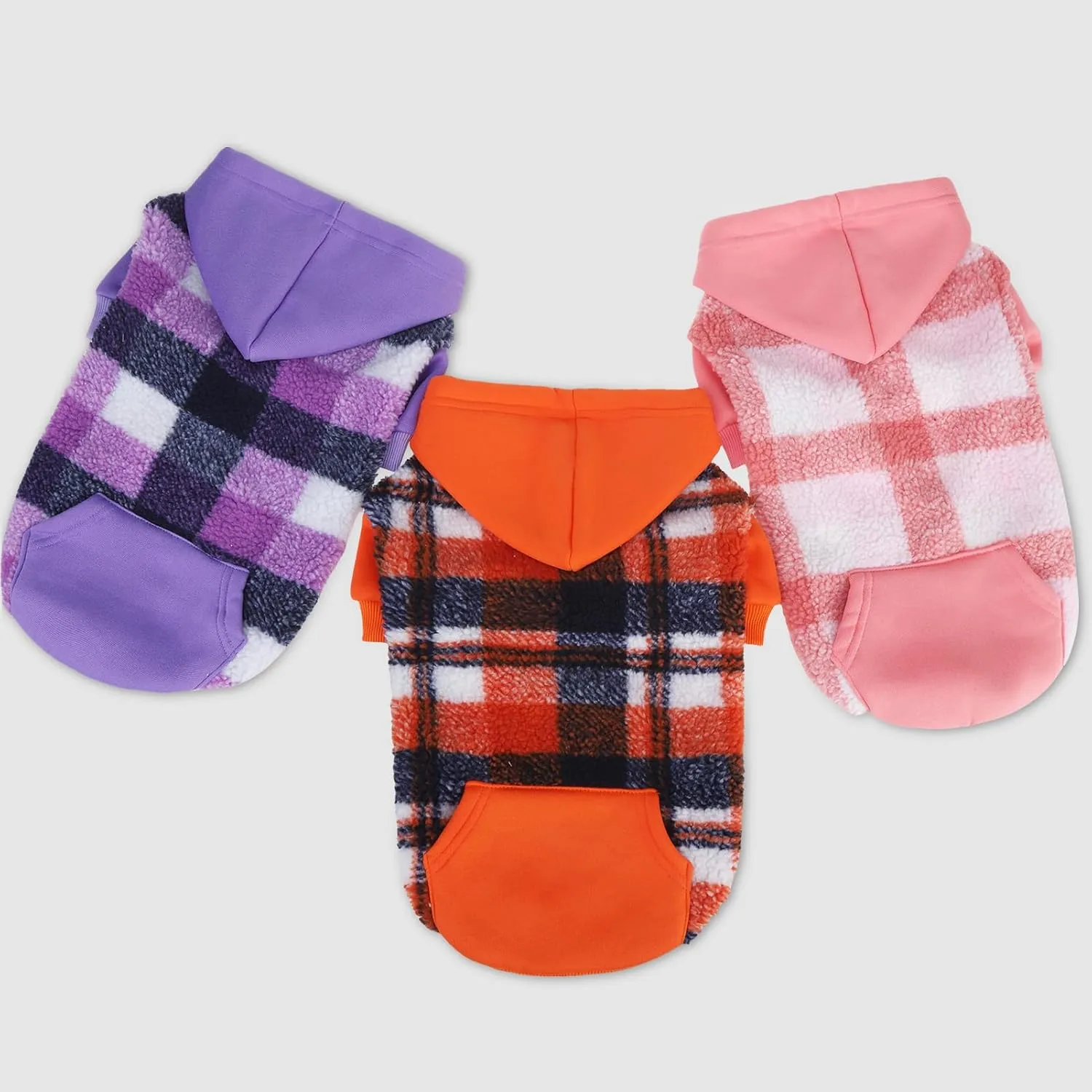PUPTECK Dog Hoodie Puppy Sweatshirt Warm Dog Sweater Winter Clothes Cold Weather Coats for Small Medium Large Dogs, Purple, M