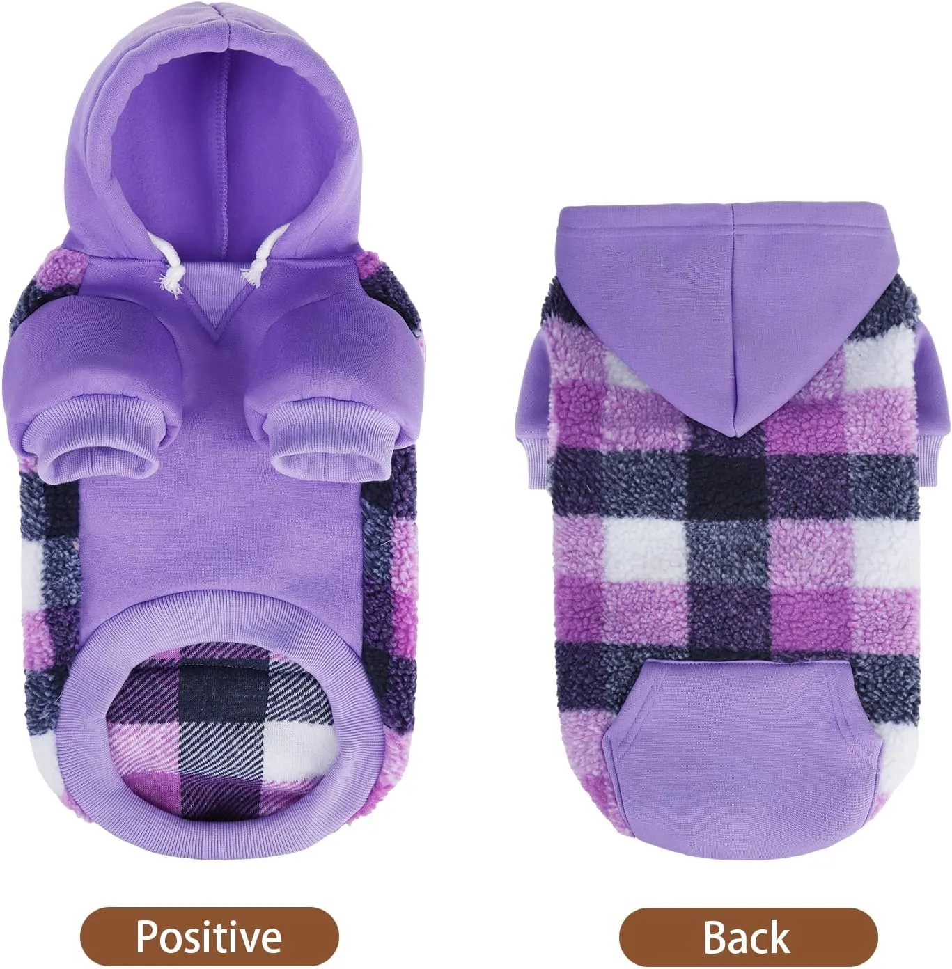 PUPTECK Dog Hoodie Puppy Sweatshirt Warm Dog Sweater Winter Clothes Cold Weather Coats for Small Medium Large Dogs, Purple, M