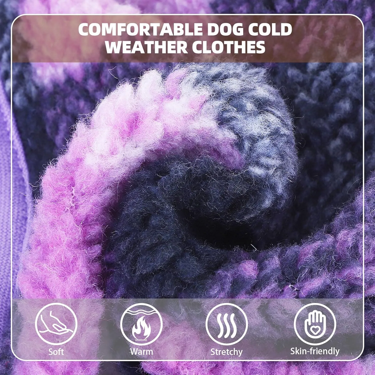 PUPTECK Dog Hoodie Puppy Sweatshirt Warm Dog Sweater Winter Clothes Cold Weather Coats for Small Medium Large Dogs, Purple, M