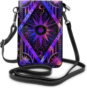 Purple Tarot Hanging Boho Hippie Hippy Crossbody Cell Phone Purse Women PU Crossbody bag Small crossbody wallet purse