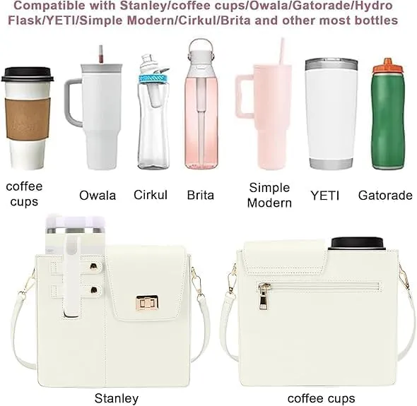 Purse for Stanley Cup, Outdoor Portable Crossbody Water Cup Storage Bag Crossbody Case with Sports Water Bottle Holder, Crossbody Bag with Strap for Stanley Bottle