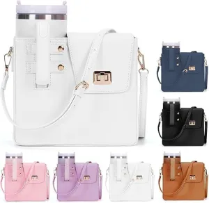 Purse for Stanley Cup, Outdoor Portable Crossbody Water Cup Storage Bag Crossbody Case with Sports Water Bottle Holder, Crossbody Bag with Strap for Stanley Bottle
