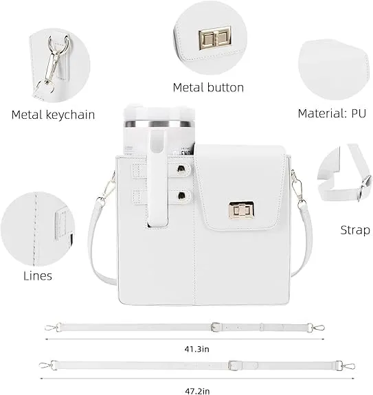 Purse for Stanley Cup, Outdoor Portable Crossbody Water Cup Storage Bag Crossbody Case with Sports Water Bottle Holder, Crossbody Bag with Strap for Stanley Bottle
