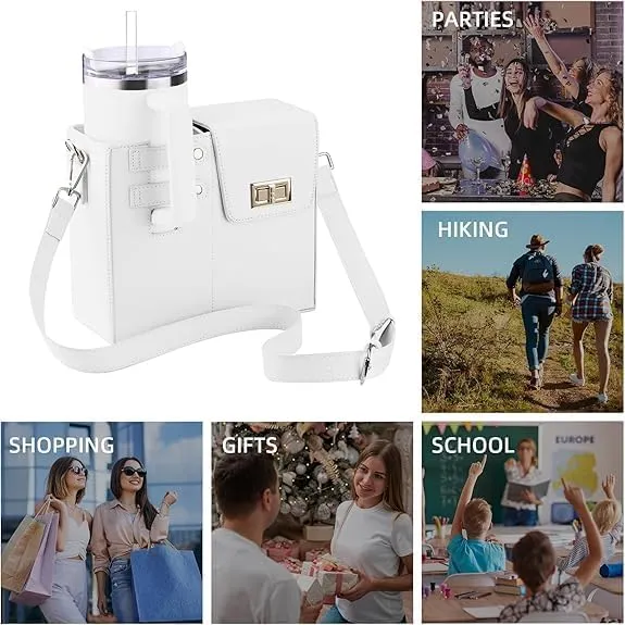 Purse for Stanley Cup, Outdoor Portable Crossbody Water Cup Storage Bag Crossbody Case with Sports Water Bottle Holder, Crossbody Bag with Strap for Stanley Bottle