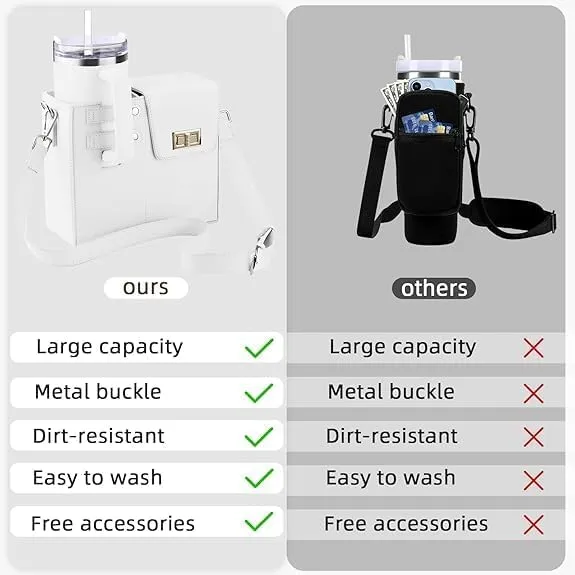 Purse for Stanley Cup, Outdoor Portable Crossbody Water Cup Storage Bag Crossbody Case with Sports Water Bottle Holder, Crossbody Bag with Strap for Stanley Bottle