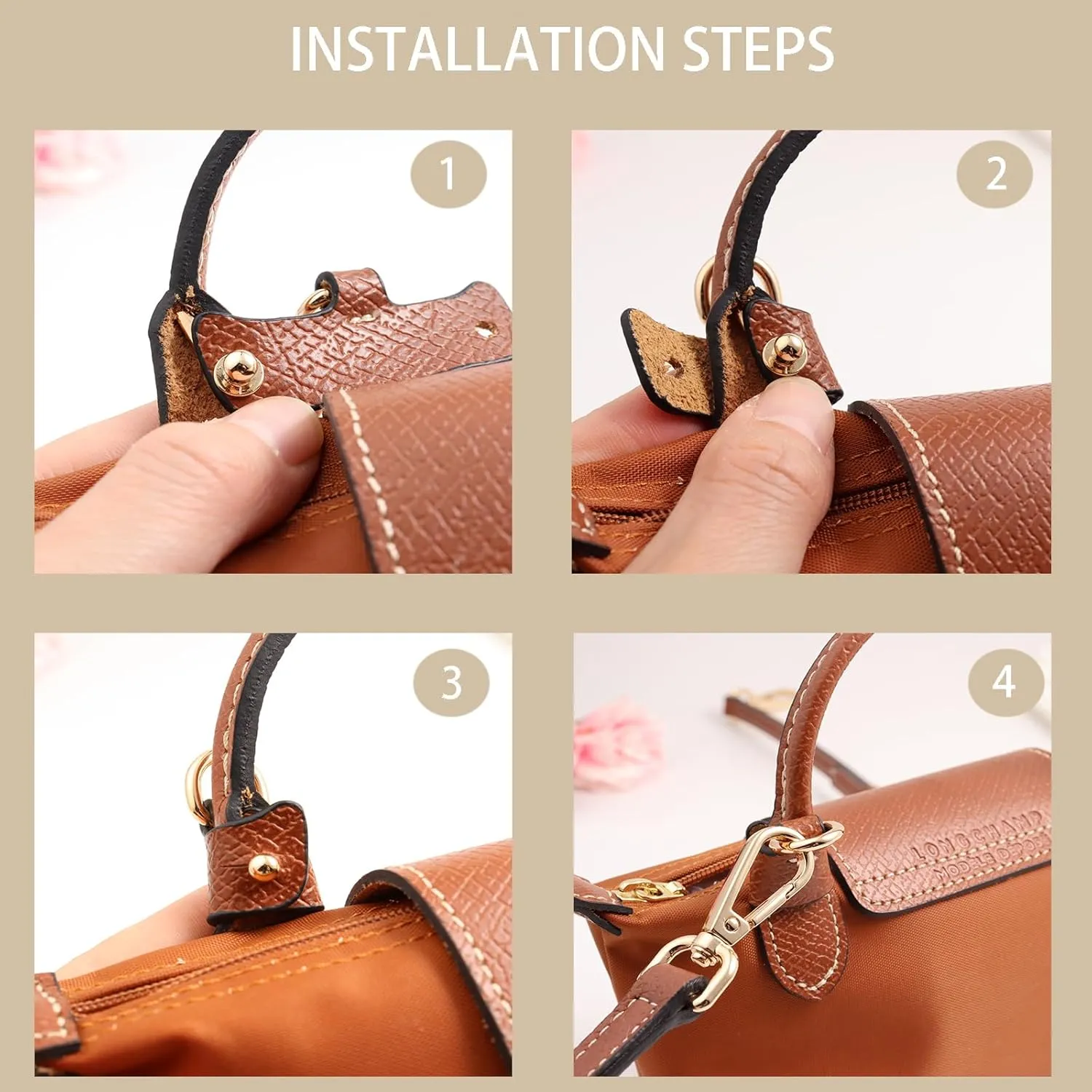 Purse Strap Kit for Longchamp Bag，Crossbody Strap Compatible for Longchamp Mini Pouch Conversion Kit