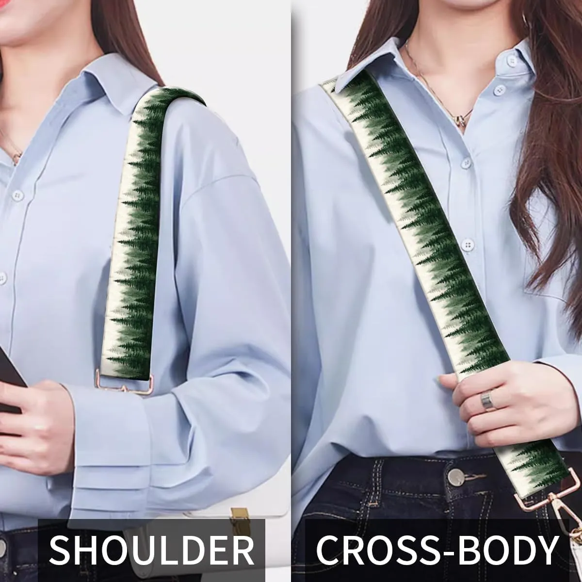 Purse Strap Replacement Crossbody, 3.8cm Wide Shoulder Strap Adjustable Replacement Belt Gold Buckle, Handbag Crossbody Bag Strap Green Fire Forests