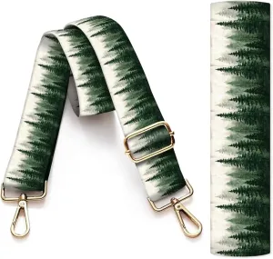 Purse Strap Replacement Crossbody, 3.8cm Wide Shoulder Strap Adjustable Replacement Belt Gold Buckle, Handbag Crossbody Bag Strap Green Fire Forests