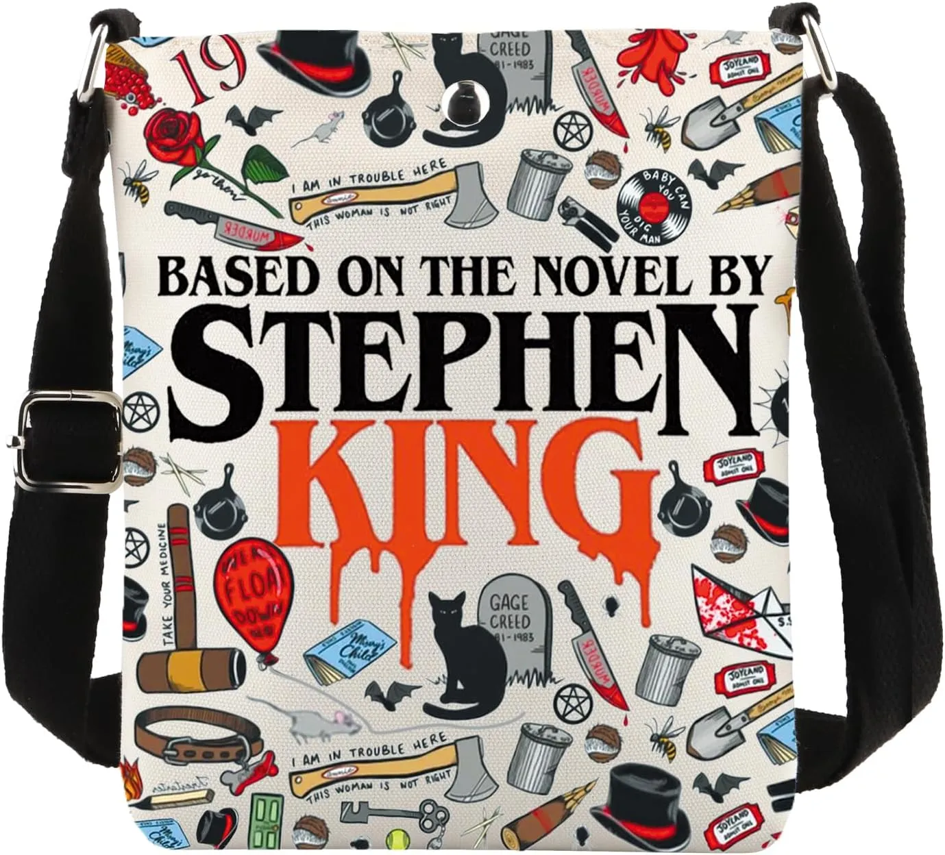 PWHAOO Book Inspired Gift Reading Enthusiasts Crossbody Bag Book Fan Travel Bag Horror Bookish Gift