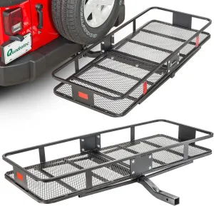 Quadratec Large Cargo Rack Basket Platform, 60" x 24" - Mounts to 2" Receiver Hitch - Great for Hauling Luggage, Camping Gear, Supplies, Generators, and More - Fits Jeeps, Cars, Trucks, SUV & More