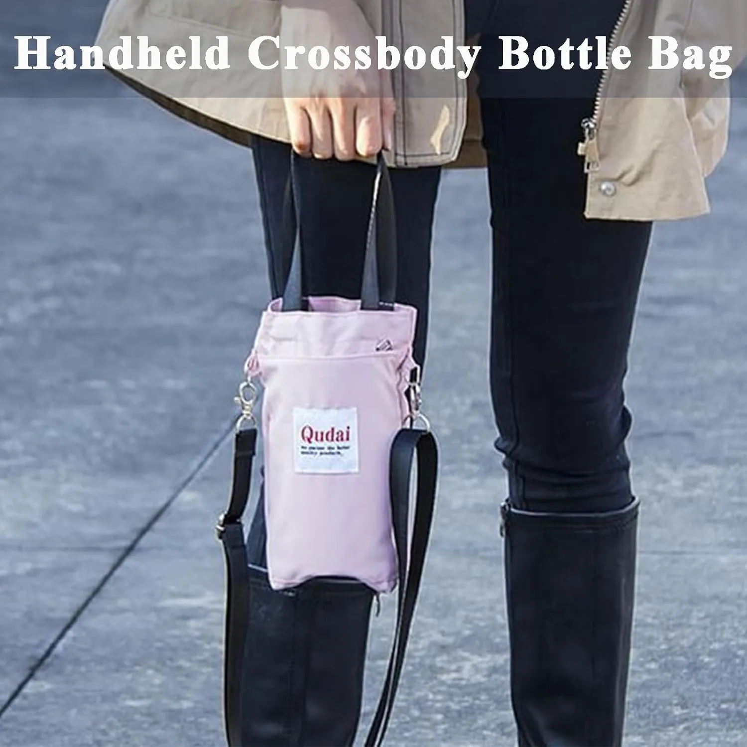 Qudai Water Bottle Pouch with Strap, Outdoor Multifunctional Bag, Qudai Bottle Bags, Large Size Crossbody Portable Multifunctional Bag (Yellow)