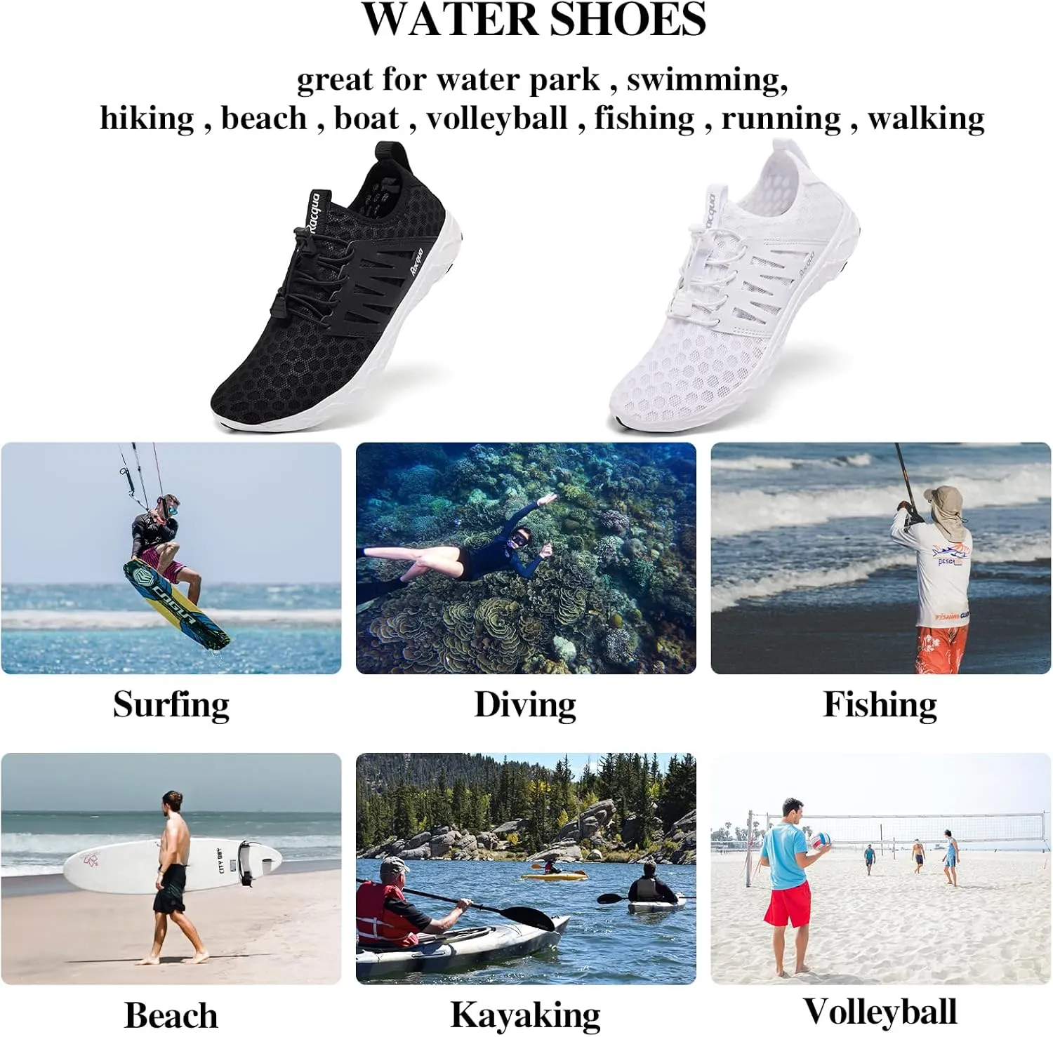 Racqua Water Shoes Swim Shoes Aqua Shoes for Women Men