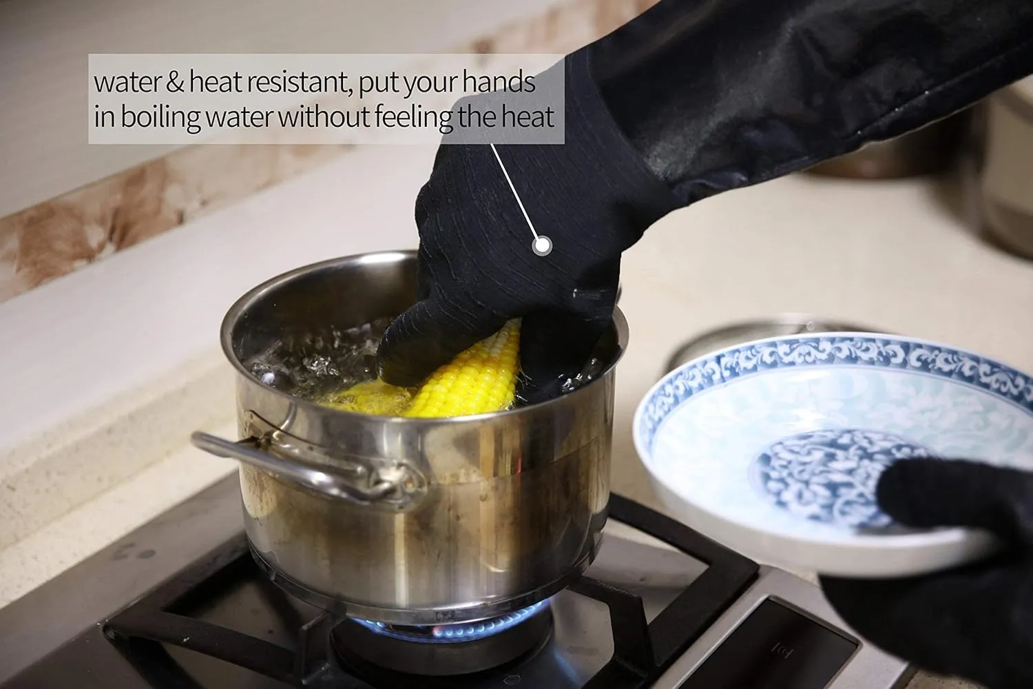 RAPICCA 932°F Heat Resistant BBQ Grill Gloves: Oil Resistant Waterproof for Smoking Grilling Cooking Barbecue Deep Frying Turkey Rotisserie Handling Hot Greacy Meat Stocking Stuffers - Long Sleeve