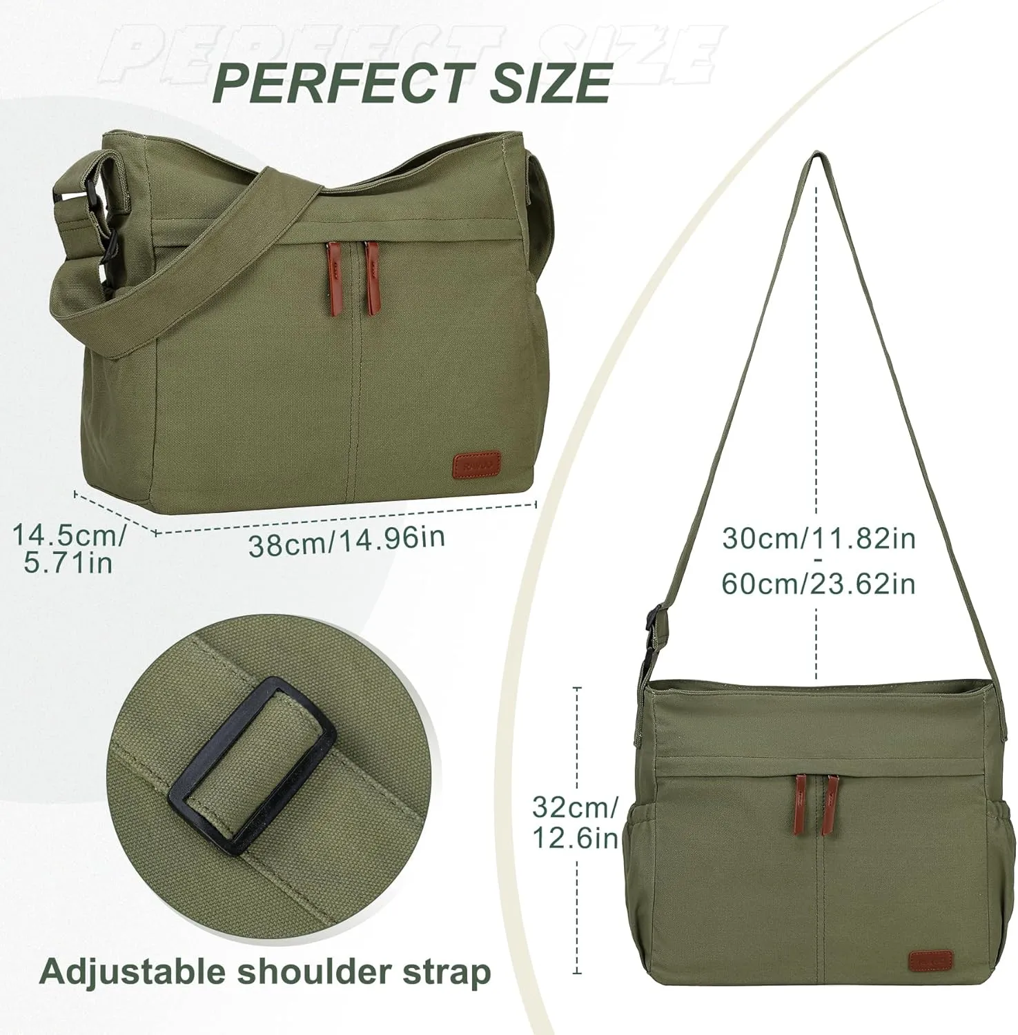 RAVUO Messenger Bag With Inner Organized Pockets, Large Hobo Crossbody Bag Lightweight Shoulder Purse for Women Men