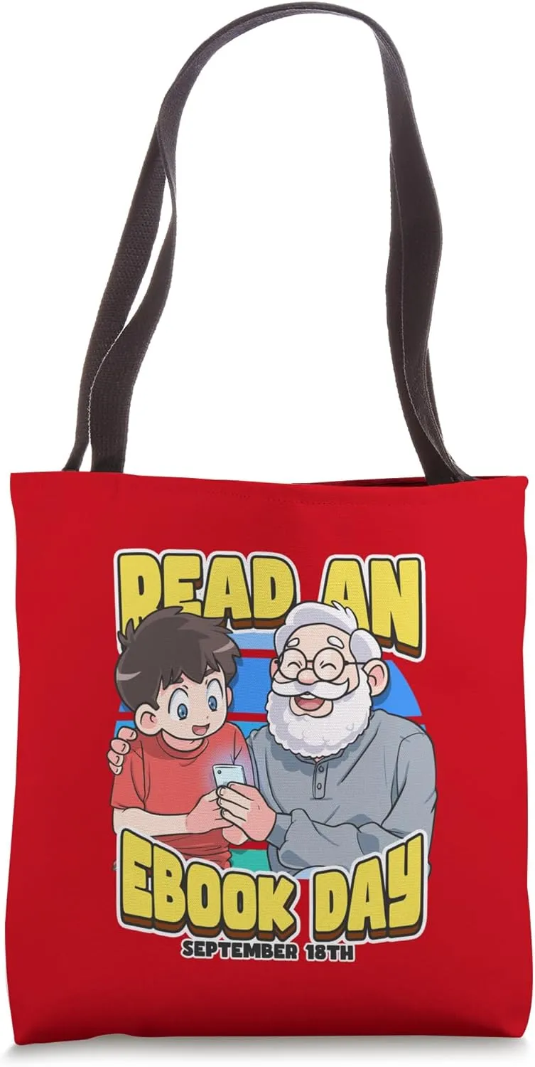 Read An eBook Day September 18th Reading Books Tote Bag