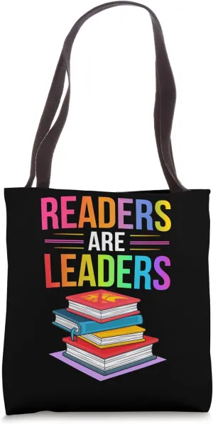 Readers Are Leaders Colorful Book Art Tote Bag