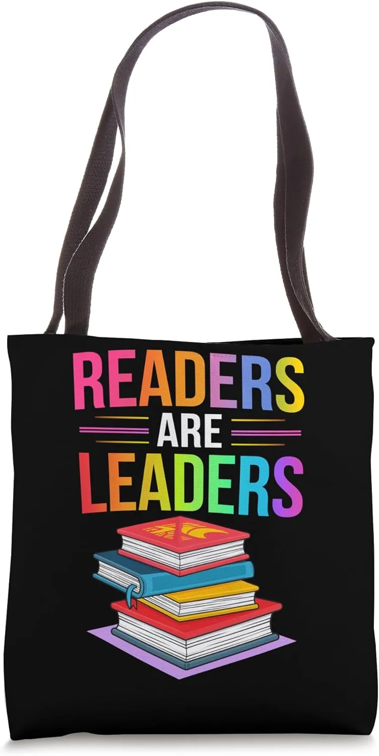 Readers Are Leaders Colorful Book Art Tote Bag