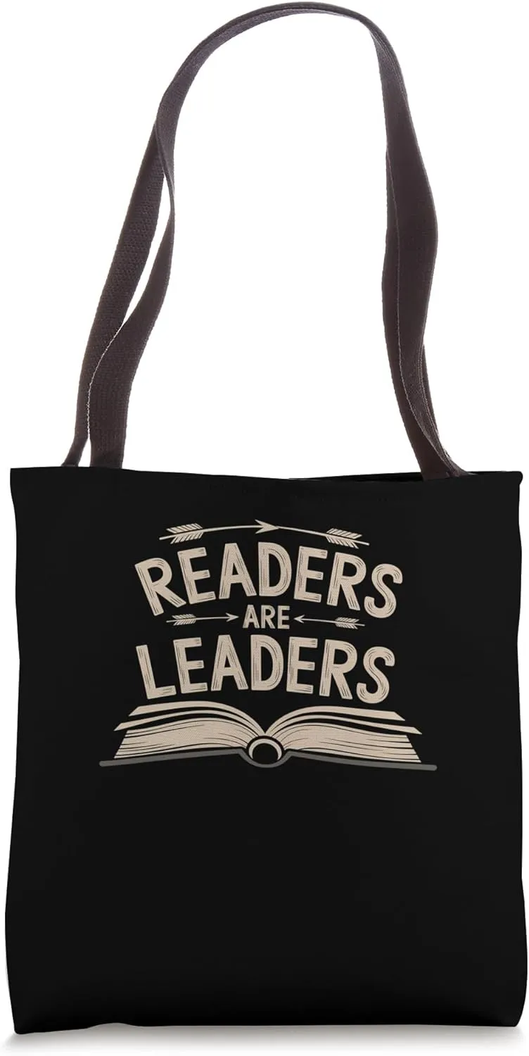 Readers Are Leaders Motivational Literacy Design Tote Bag